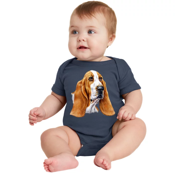 Basset Hound Face Baby Bodysuit