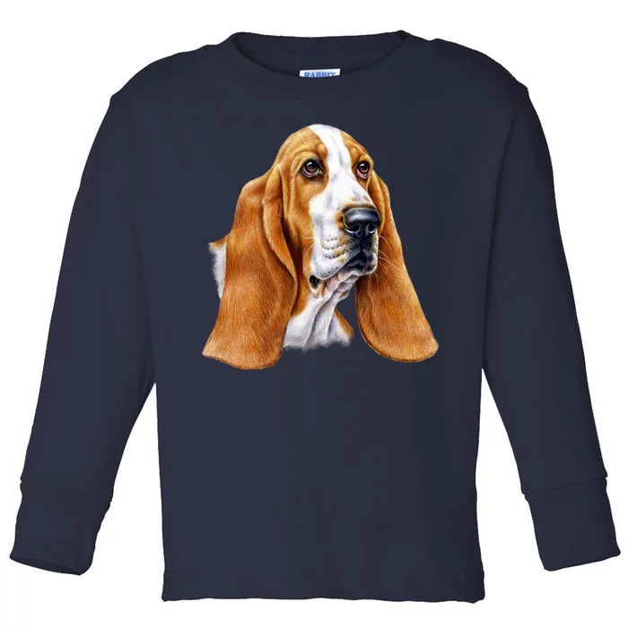 Basset Hound Face Toddler Long Sleeve Shirt