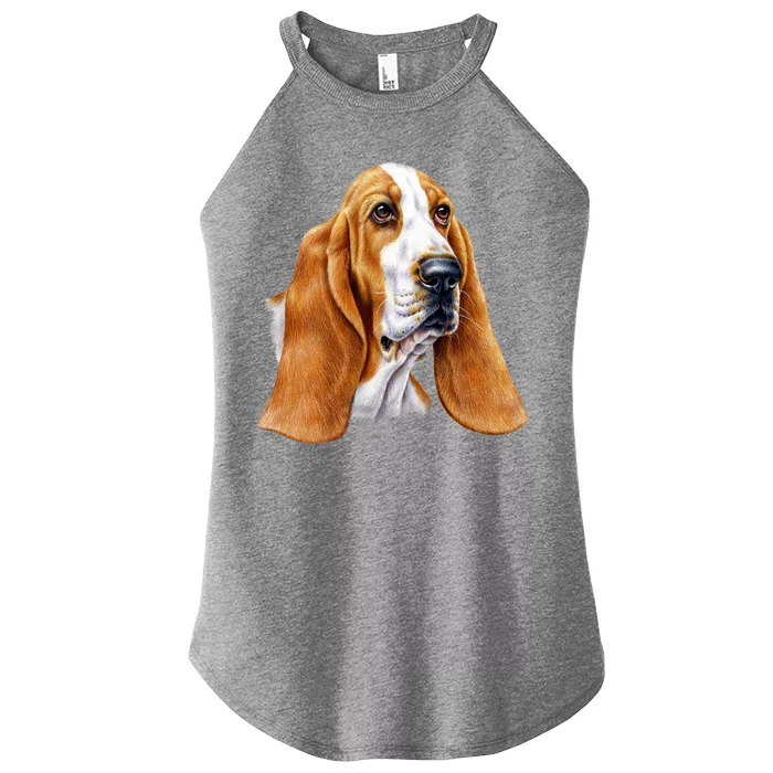 Basset Hound Face Women’s Perfect Tri Rocker Tank