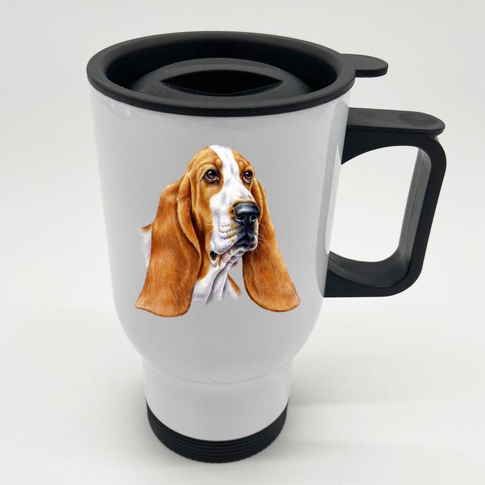 Basset Hound Face Front & Back Stainless Steel Travel Mug