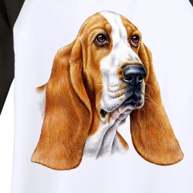 Basset Hound Face Women's Tri-Blend 3/4-Sleeve Raglan Shirt