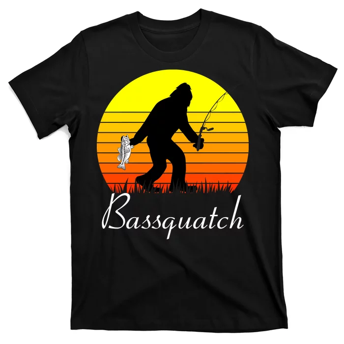 Bigfoot Fishing Shirt, Sasquatch Fishing T Shirt. Short-sleeve