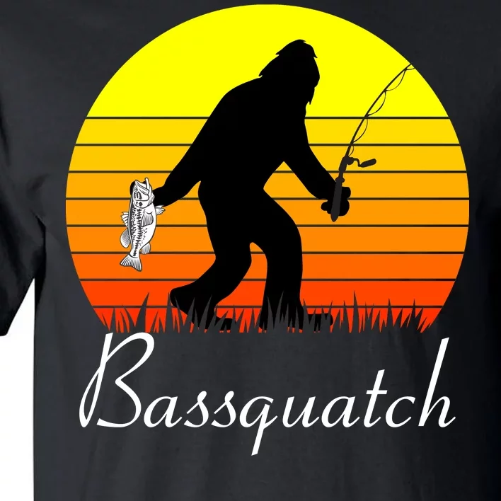 Bassquatch Bigfoot Fishing Tall T-Shirt