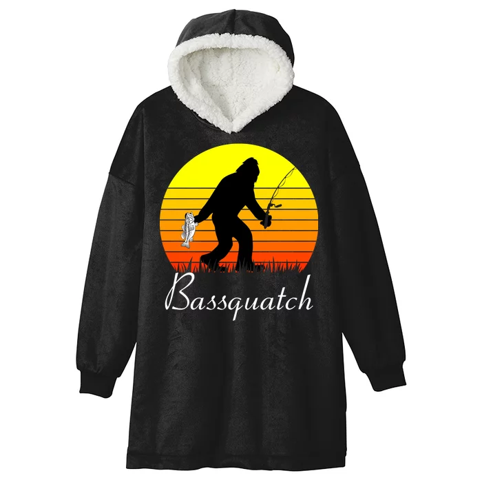 Bassquatch Bigfoot Fishing Hooded Wearable Blanket