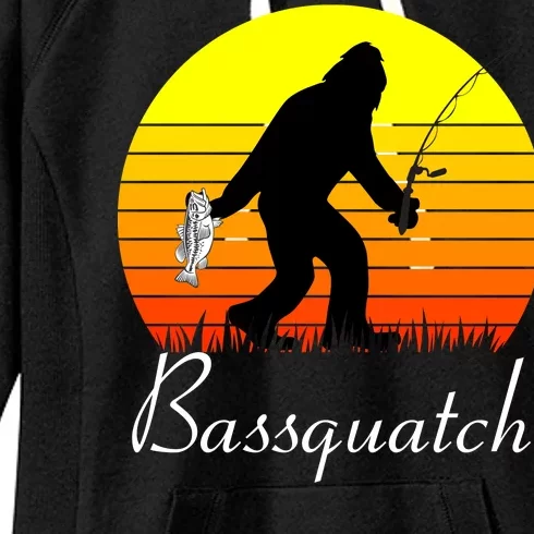 Bassquatch Bigfoot Fishing Women's Fleece Hoodie