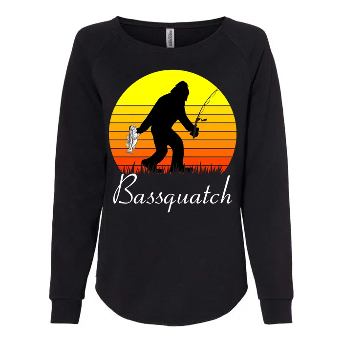 Bassquatch Bigfoot Fishing Womens California Wash Sweatshirt