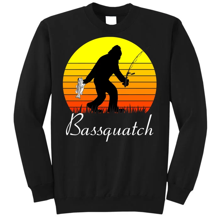 Bassquatch Bigfoot Fishing Tall Sweatshirt