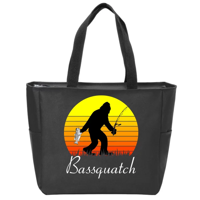 Bassquatch Bigfoot Fishing Zip Tote Bag