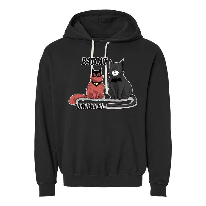 Bat Kitten Cat Funny Spoof Cartoon Garment-Dyed Fleece Hoodie