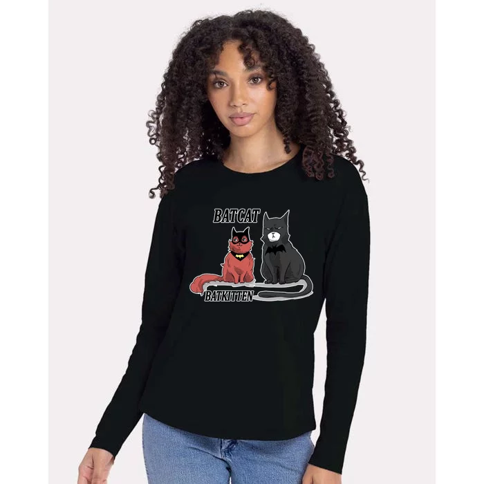 Bat Kitten Cat Funny Spoof Cartoon Womens Cotton Relaxed Long Sleeve T-Shirt