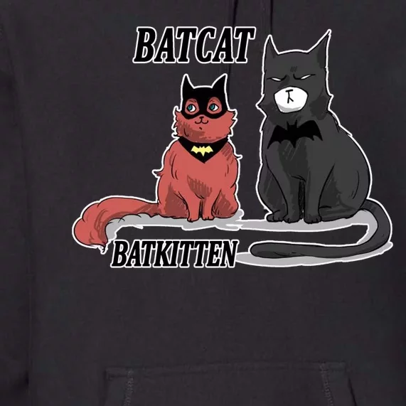 Bat Kitten Cat Funny Spoof Cartoon Premium Hoodie