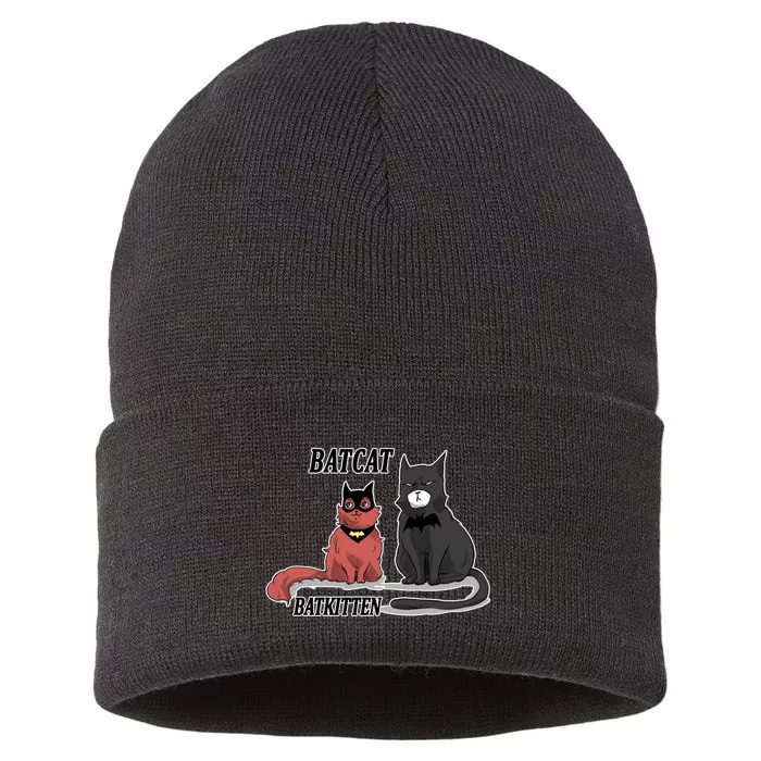 Bat Kitten Cat Funny Spoof Cartoon Sustainable Knit Beanie