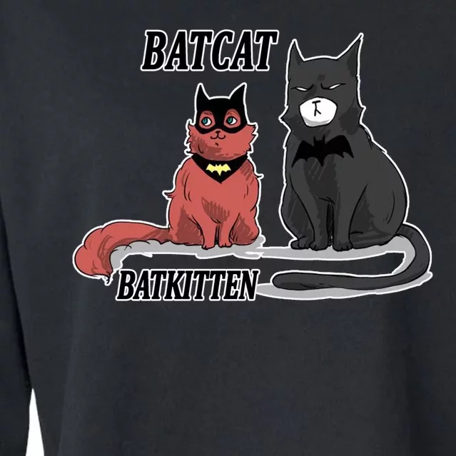 Bat Kitten Cat Funny Spoof Cartoon Cropped Pullover Crew