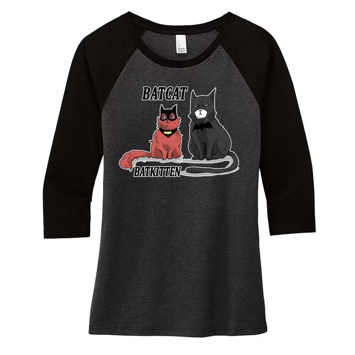 Bat Kitten Cat Funny Spoof Cartoon Women's Tri-Blend 3/4-Sleeve Raglan Shirt