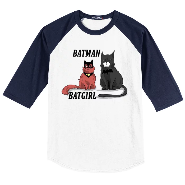 Bat Kitten Cat Funny Spoof Cartoon Baseball Sleeve Shirt