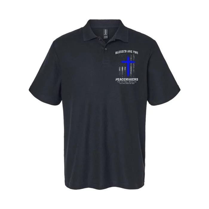 Blessed Are The Peacemakers Thin Blue Line Cross Softstyle Adult Sport Polo