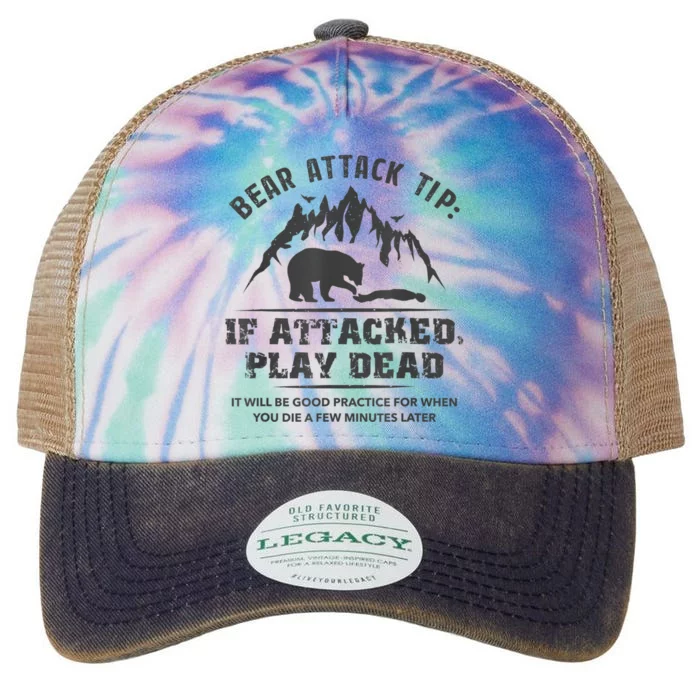 Bear Attack Tip Camping Hiking Travel Adventure Vintage Legacy Tie Dye Trucker Hat