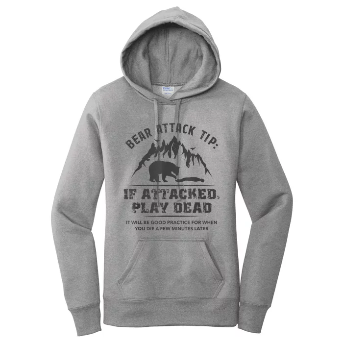 Bear Attack Tip Camping Hiking Travel Adventure Vintage Women's Pullover Hoodie