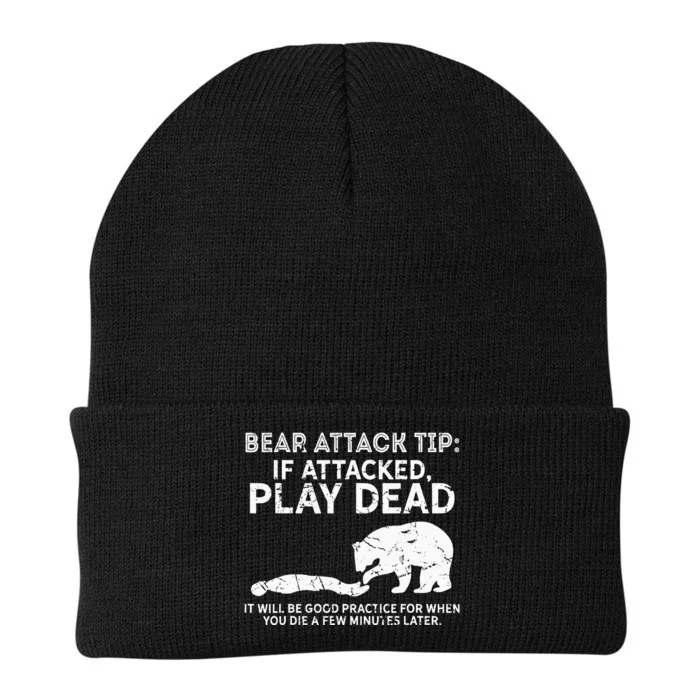 Bear Attack Tip If Attacked Play Dead Knit Cap Winter Beanie