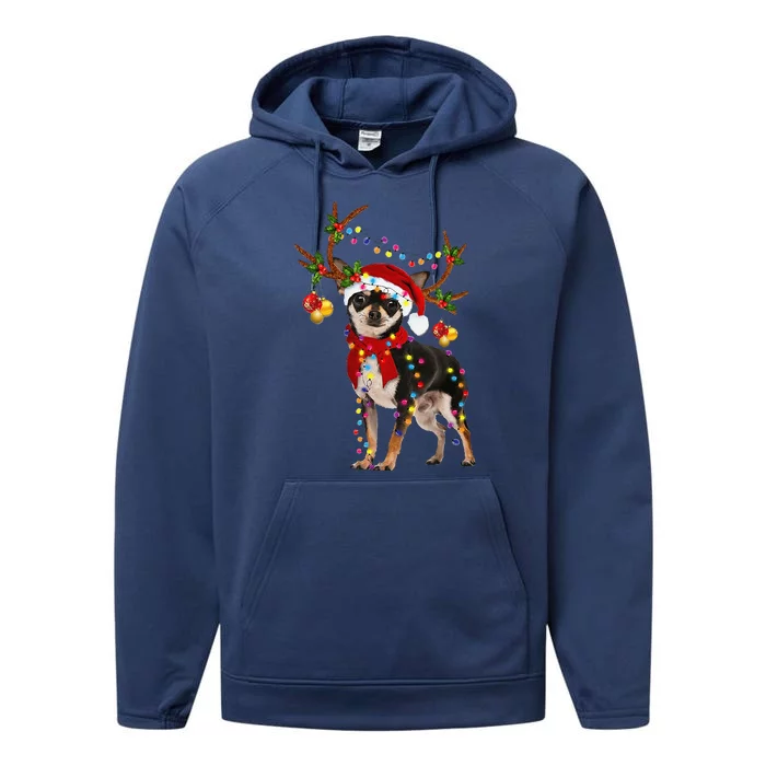 Black And Tan Chihuahua Gorgeous Reindeer Christmas Performance Fleece Hoodie