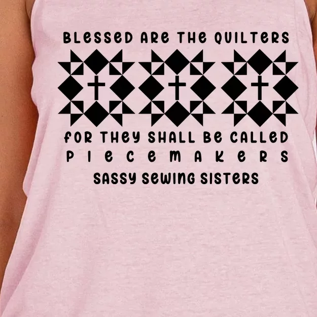 Blessed Are The Quilters Lover Women's Knotted Racerback Tank