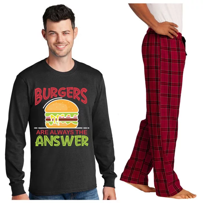 Burgers Are The Answer Bbq Hamburger Cookout Meat Eater Gift Long Sleeve Pajama Set