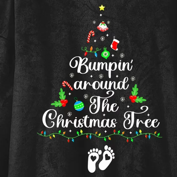 Bumpin Around The Christmas Tree Parentstobe Adult Humor Pregnancy Reveal Hooded Wearable Blanket