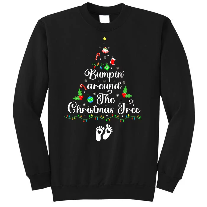 Bumpin Around The Christmas Tree Parentstobe Adult Humor Pregnancy Reveal Tall Sweatshirt