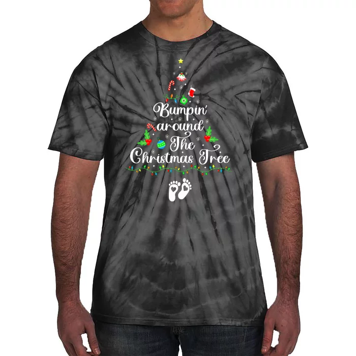 Bumpin Around The Christmas Tree Parentstobe Adult Humor Pregnancy Reveal Tie-Dye T-Shirt