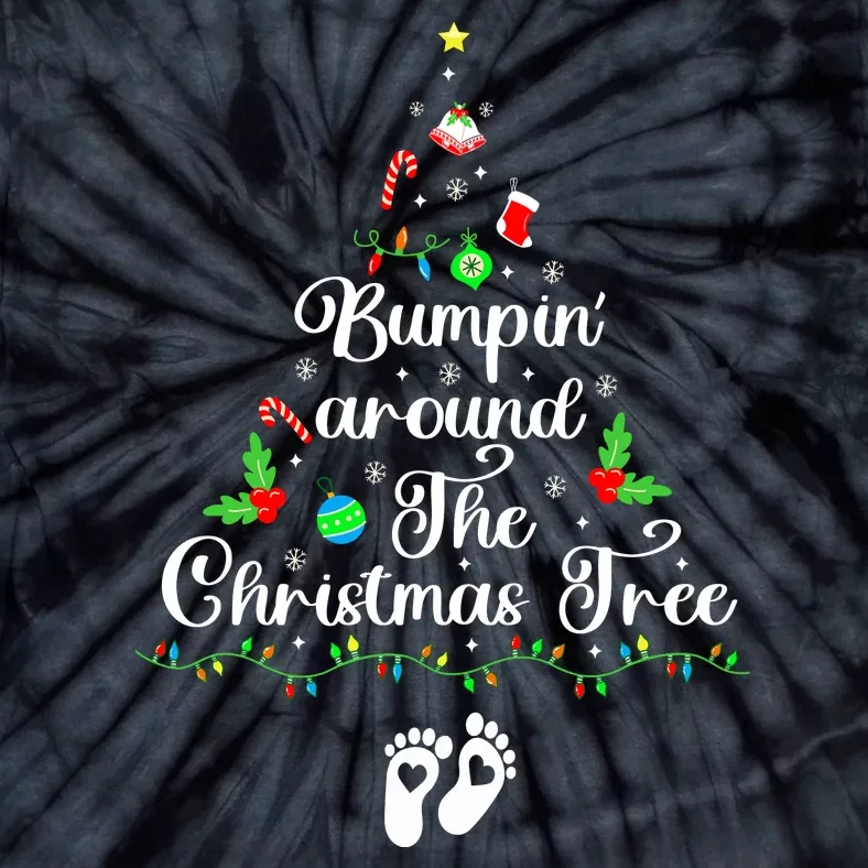 Bumpin Around The Christmas Tree Parentstobe Adult Humor Pregnancy Reveal Tie-Dye T-Shirt