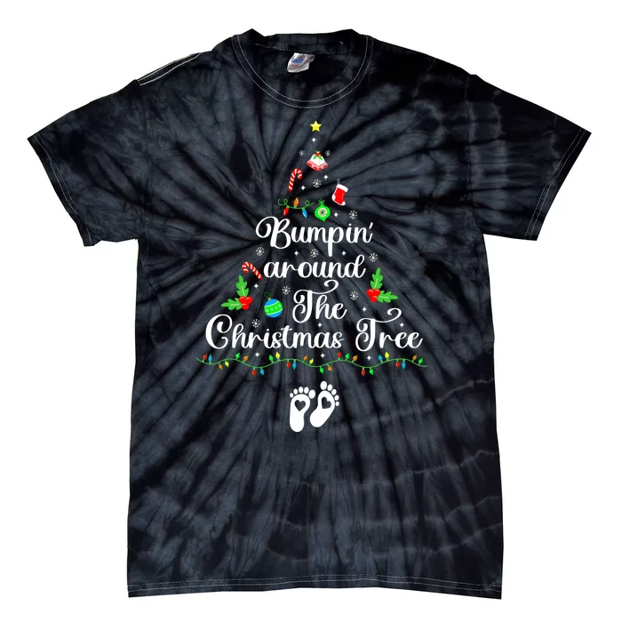 Bumpin Around The Christmas Tree Parentstobe Adult Humor Pregnancy Reveal Tie-Dye T-Shirt