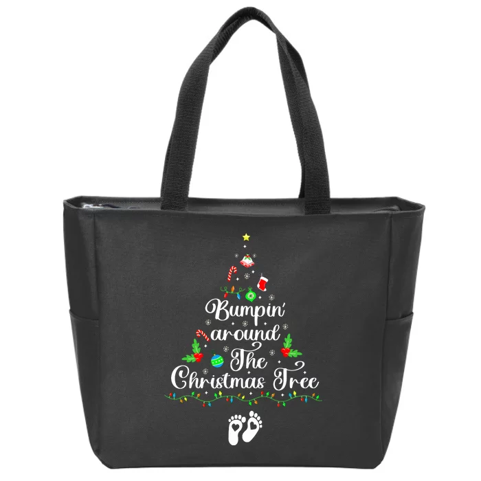 Bumpin Around The Christmas Tree Parentstobe Adult Humor Pregnancy Reveal Zip Tote Bag