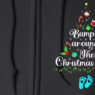 Bumpin Around The Christmas Tree Pregnancy Reveal Parentstobe Adult Humor Full Zip Hoodie