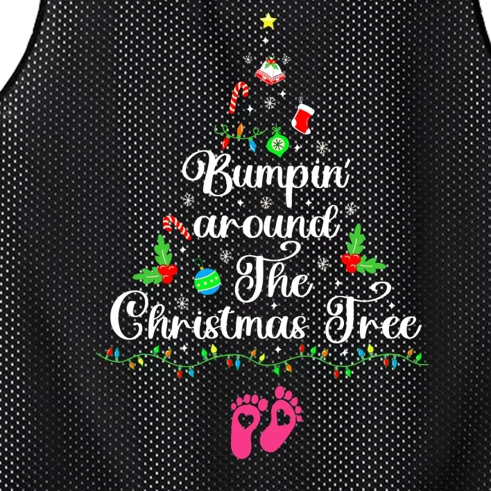 Bumpin Around The Christmas Tree Adult Humor Pregnancy Reveal Parentstobe Mesh Reversible Basketball Jersey Tank