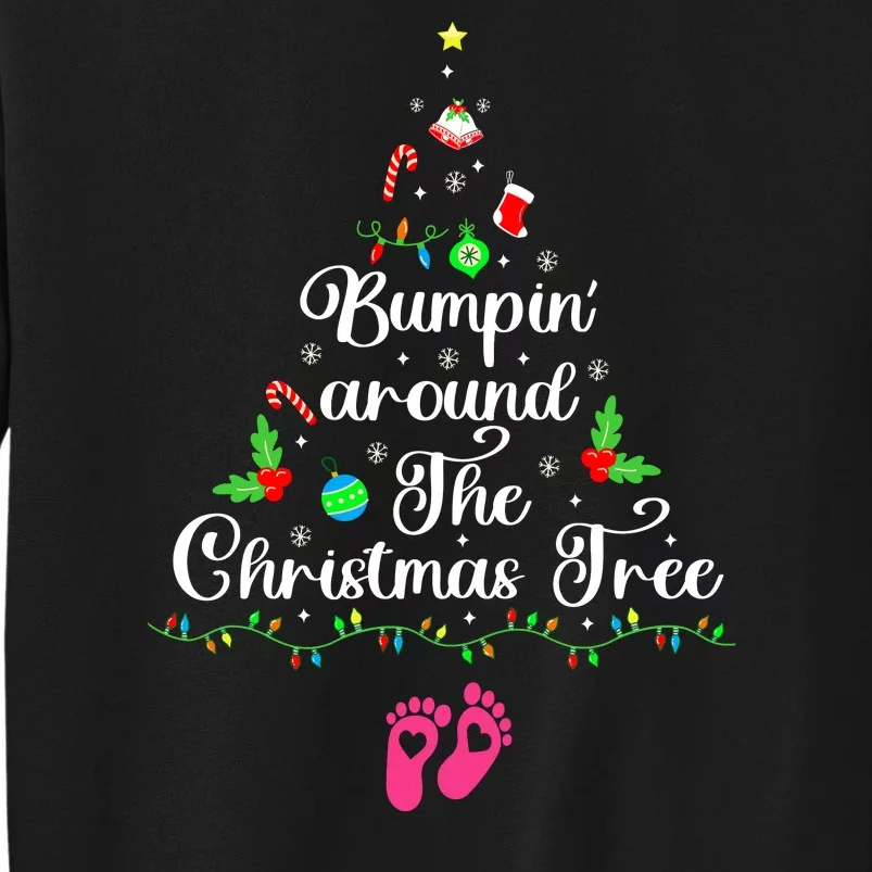 Bumpin Around The Christmas Tree Adult Humor Pregnancy Reveal Parentstobe Tall Sweatshirt