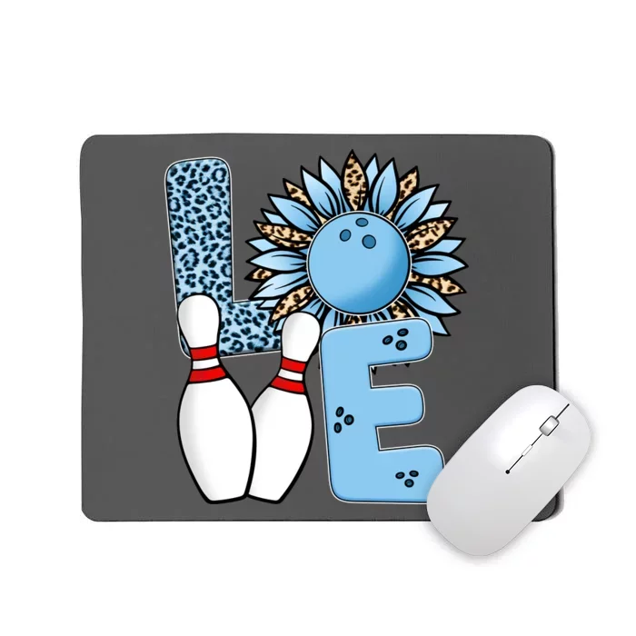 Bowling Alley T Shirts, Love Bowling Ally Leopard Sunflower Sports Ball Mousepad