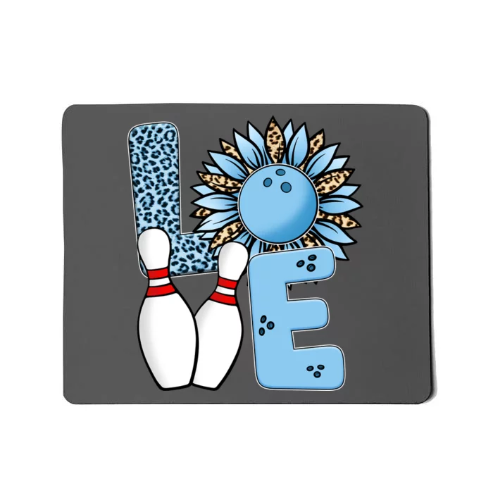 Bowling Alley T Shirts, Love Bowling Ally Leopard Sunflower Sports Ball Mousepad