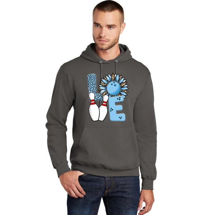 Bowling Alley T Shirts, Love Bowling Ally Leopard Sunflower Sports Ball Tall Hoodie