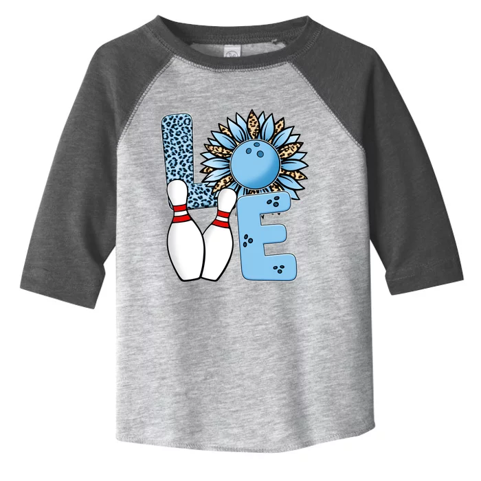 Bowling Alley T Shirts, Love Bowling Ally Leopard Sunflower Sports Ball Toddler Fine Jersey T-Shirt