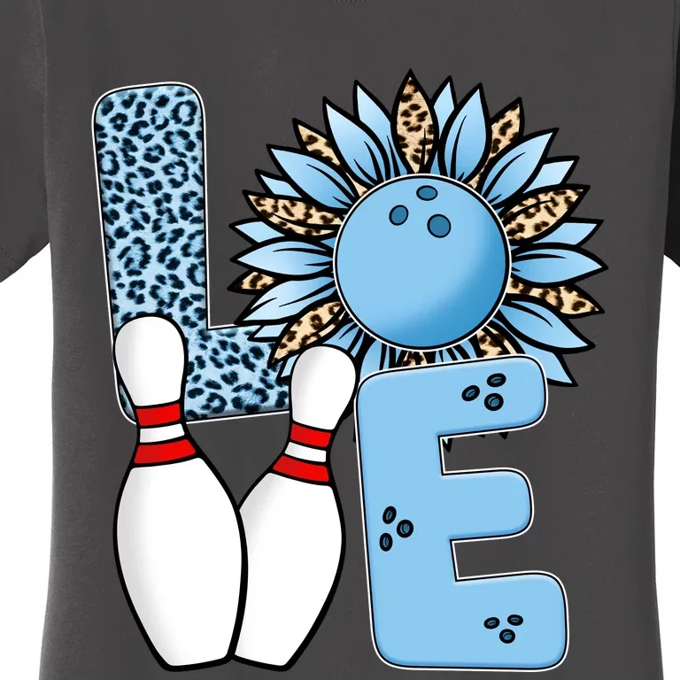 Bowling Alley T Shirts, Love Bowling Ally Leopard Sunflower Sports Ball Women's T-Shirt