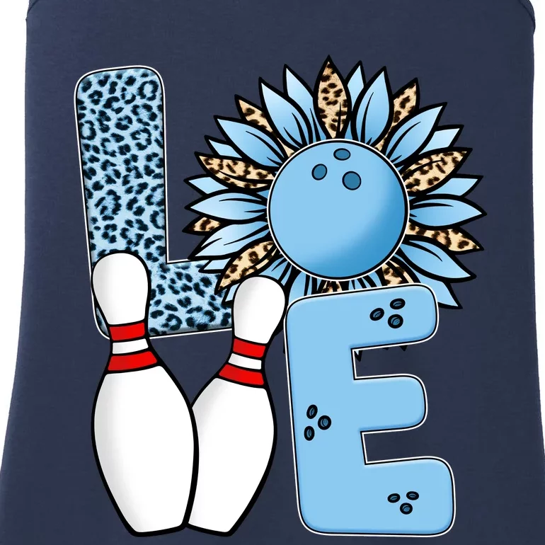 Bowling Alley T Shirts, Love Bowling Ally Leopard Sunflower Sports Ball Ladies Essential Tank