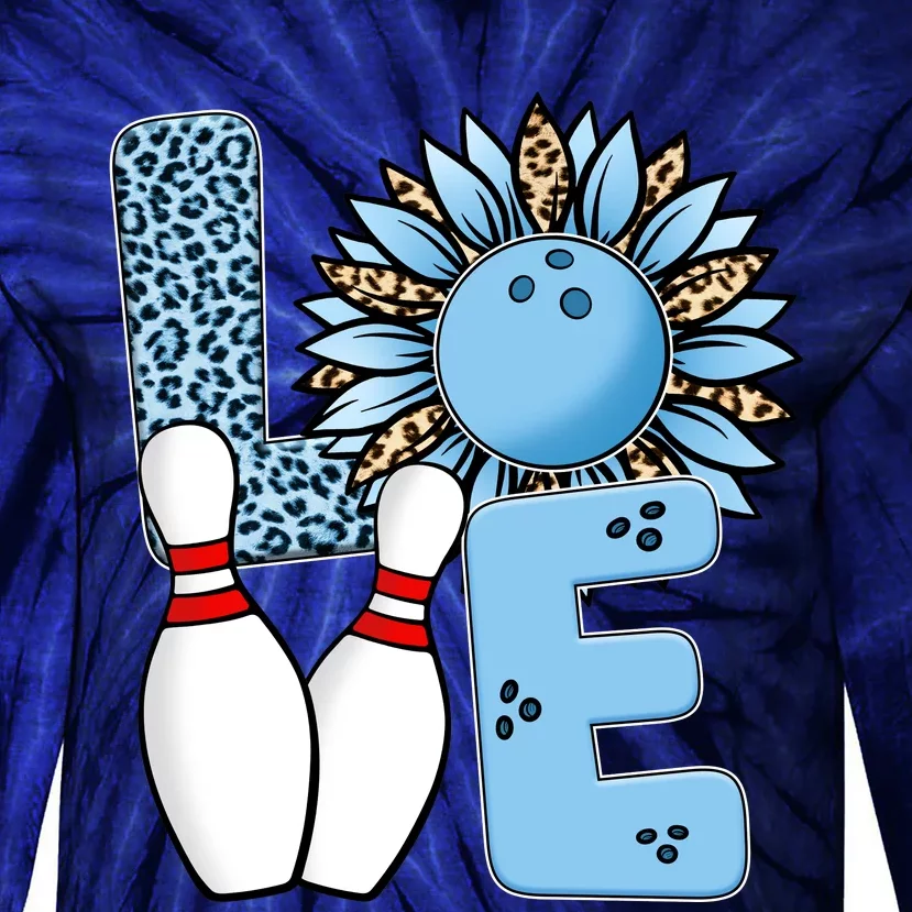 Bowling Alley T Shirts, Love Bowling Ally Leopard Sunflower Sports Ball Tie-Dye Long Sleeve Shirt