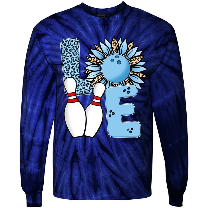 Bowling Alley T Shirts, Love Bowling Ally Leopard Sunflower Sports Ball Tie-Dye Long Sleeve Shirt