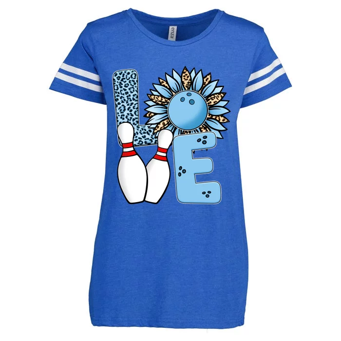 Bowling Alley T Shirts, Love Bowling Ally Leopard Sunflower Sports Ball Enza Ladies Jersey Football T-Shirt