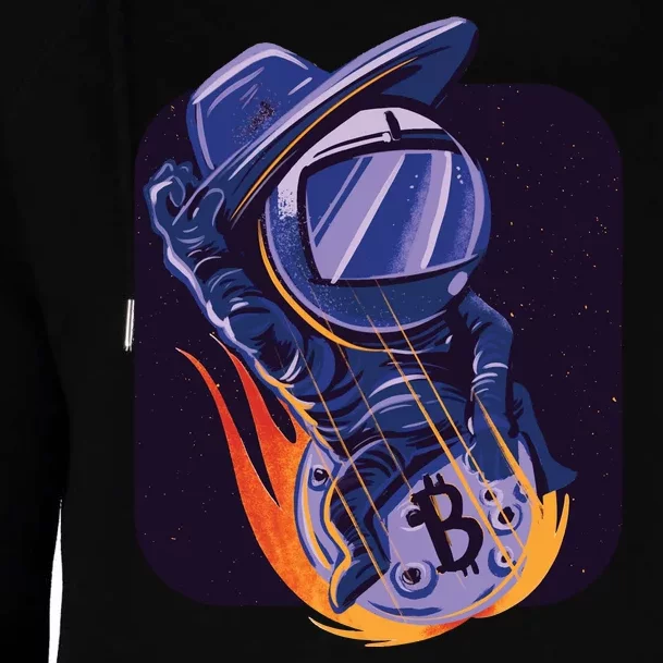 Bitcoin Astronaut To The Moon Womens Funnel Neck Pullover Hood