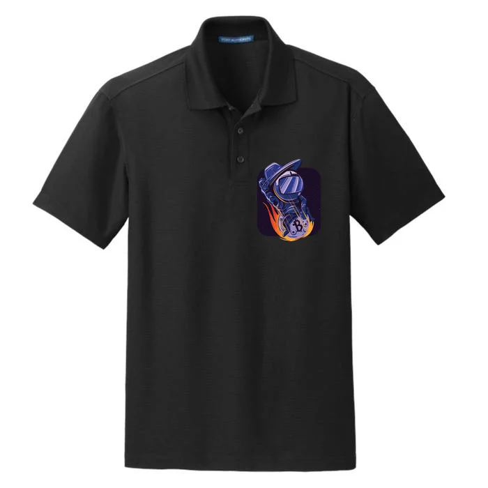 Bitcoin Astronaut To The Moon Dry Zone Grid Performance Polo