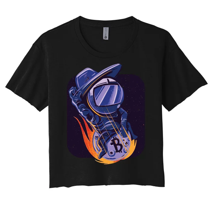 Bitcoin Astronaut To The Moon Women's Crop Top Tee