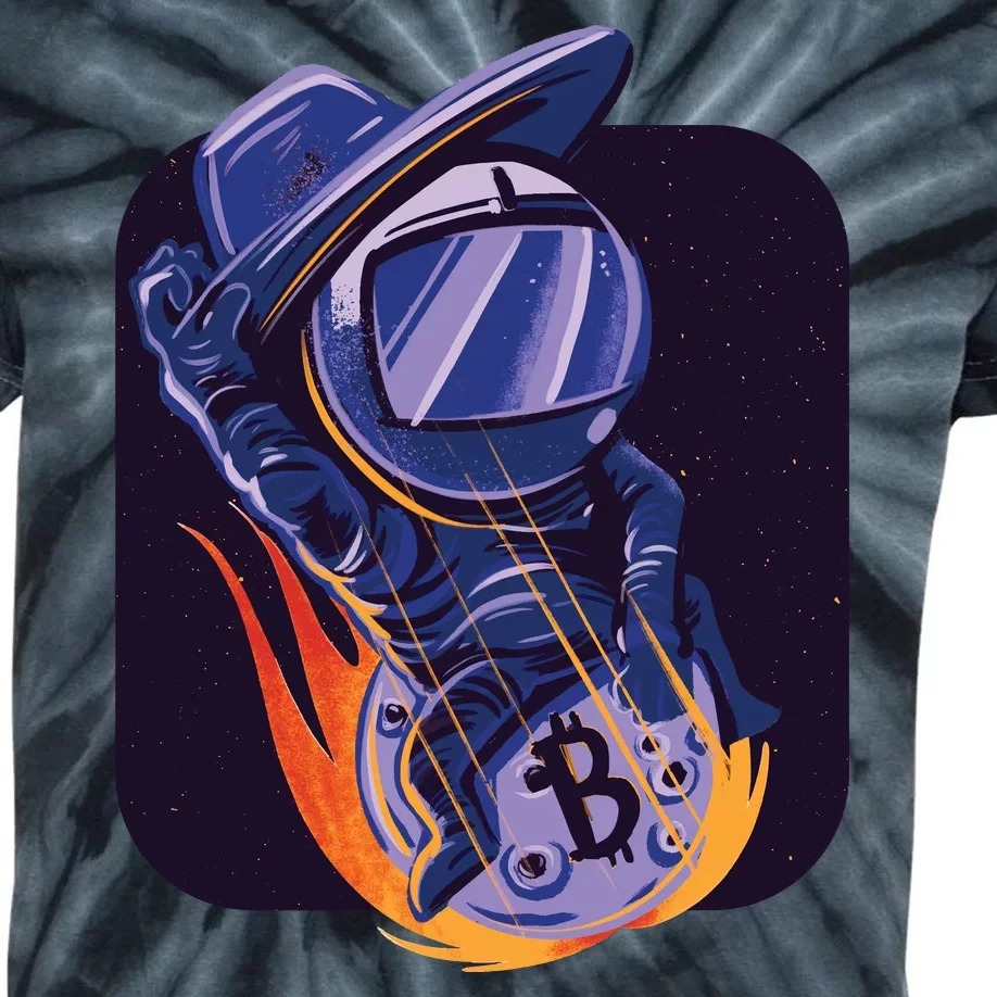 Bitcoin Astronaut To The Moon Kids Tie-Dye T-Shirt