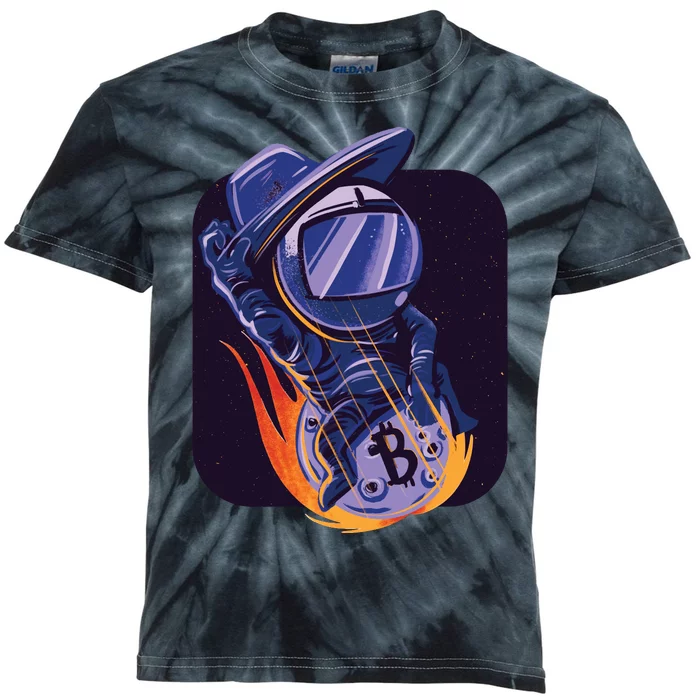 Bitcoin Astronaut To The Moon Kids Tie-Dye T-Shirt