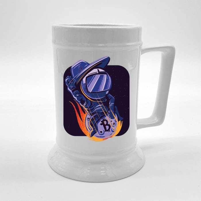 Bitcoin Astronaut To The Moon Front & Back Beer Stein